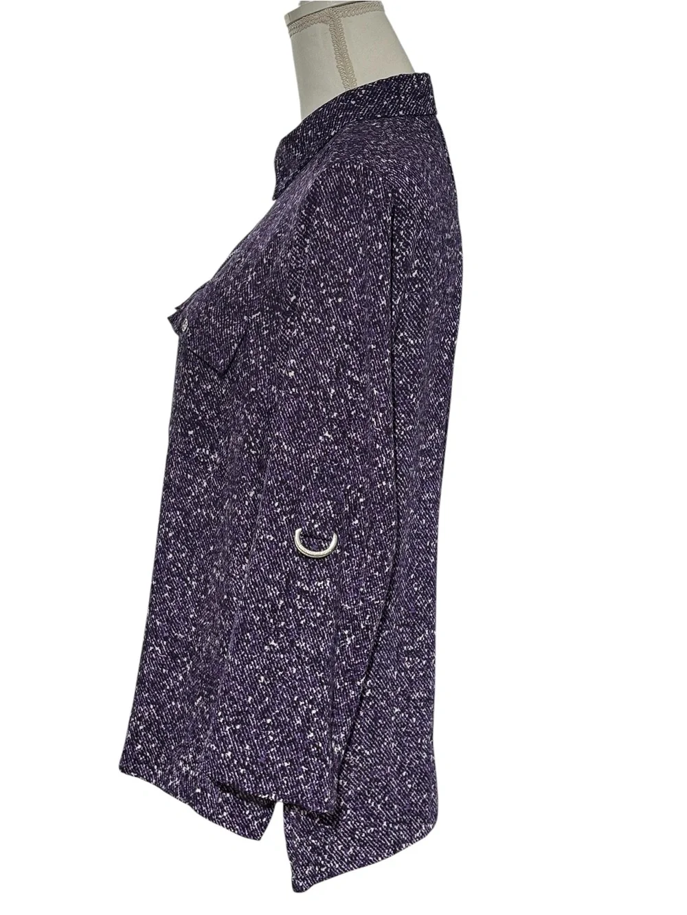 Michael Kors Purple Abstract Print Zip Front Blouse Medium